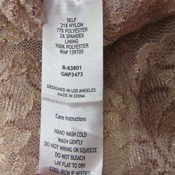 Emerald Sundae Pink Lace Sparkly Spaghetti Strap V-Neck Mini Dress Medium - Picture 8 of 9